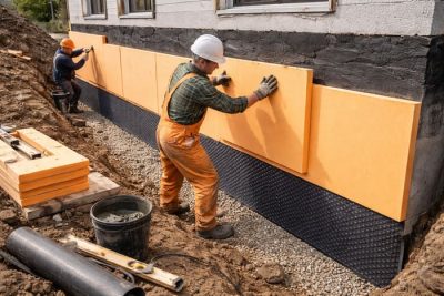 Как производится утепление фундамента дома снаружи?